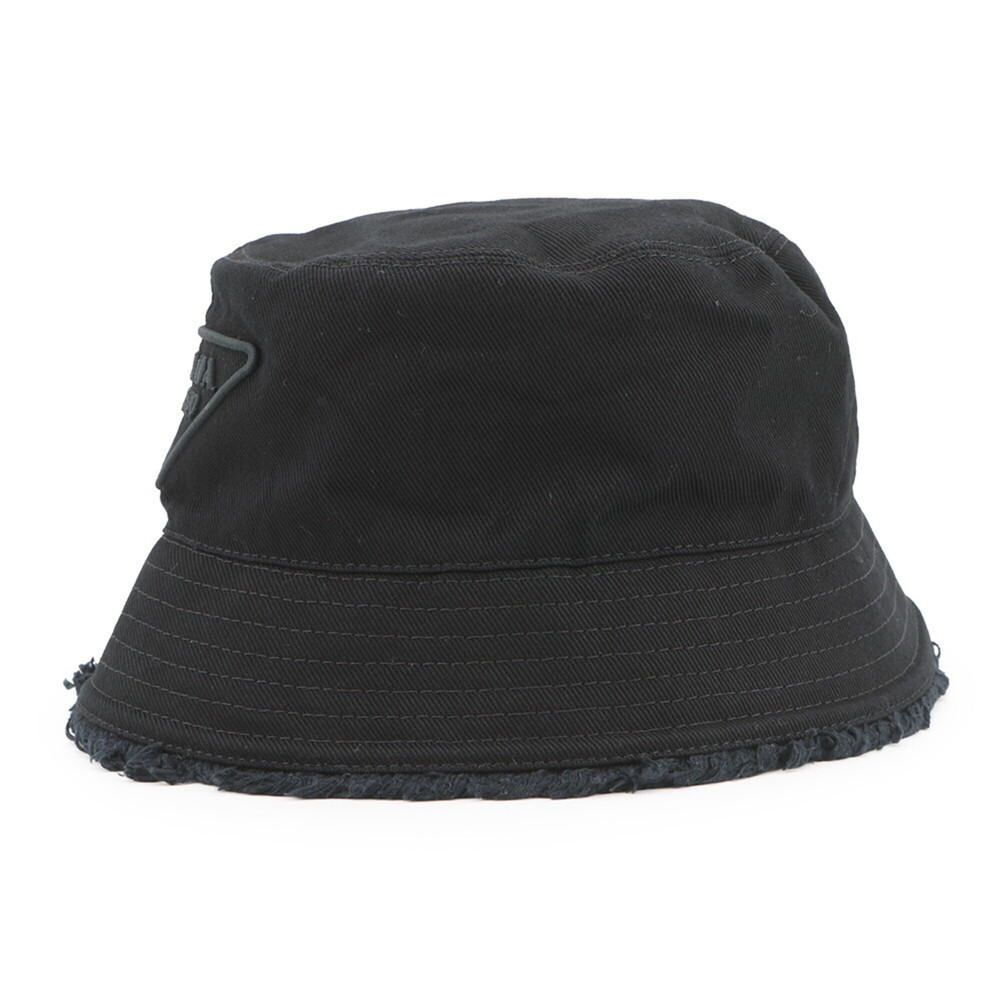 Prada Triangle Cotton Bucket Hat, Size M, Black, 1HC137, Women's, PRADA - Picture 2 of 12